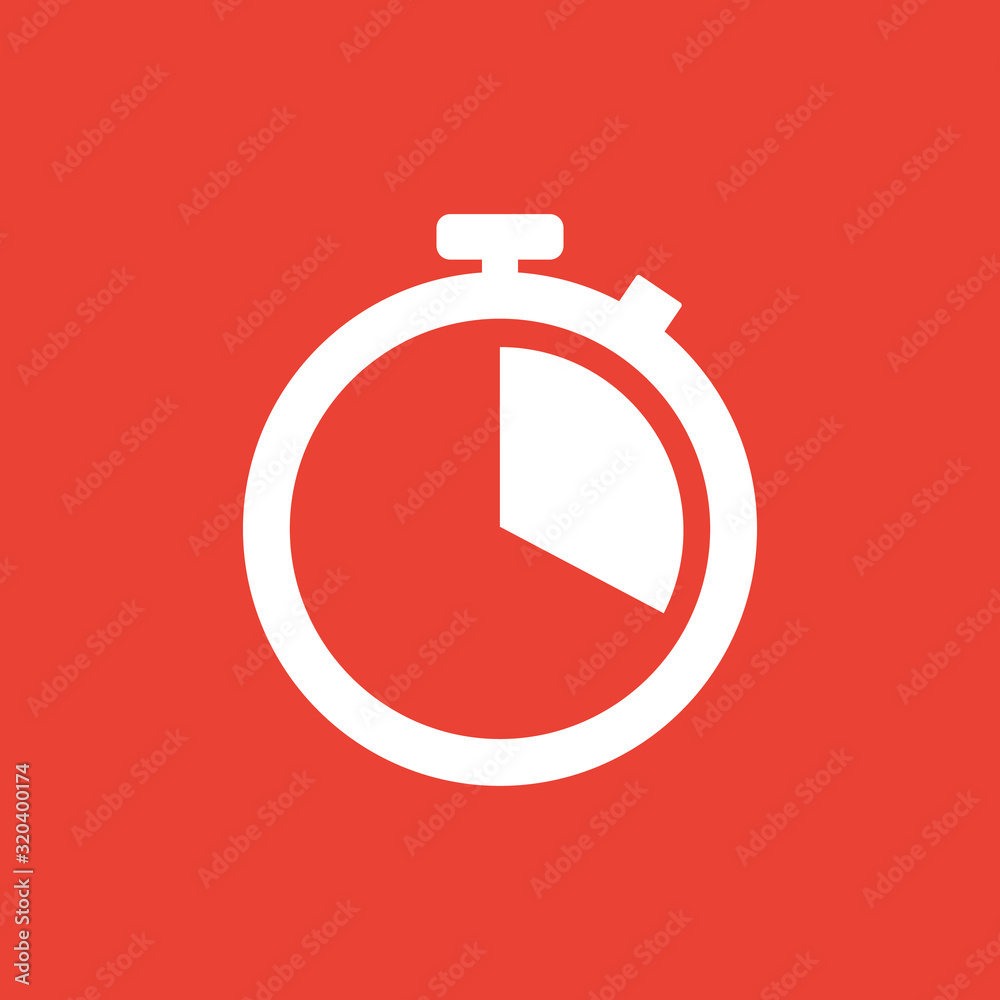 Stopwatch vector web icon isolated on red background, EPS 10, top view Stopwatch vector web icon isolated on red background, EPS 10, top view