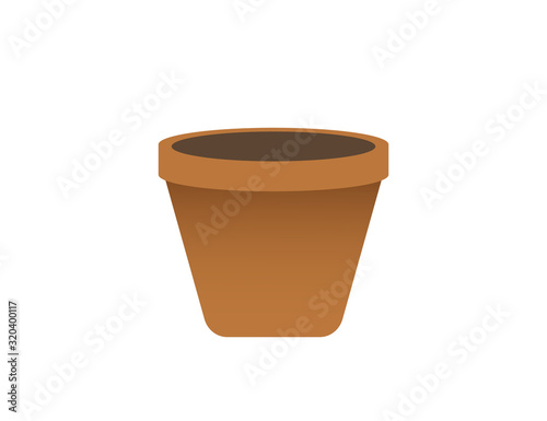 Flower pot. Terracotta plant pot. Ceramic garden pot vector web icon isolated on white background, EPS 10, top view 