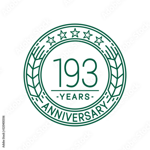 193 years anniversary celebration logo template. Line art vector and illustration.