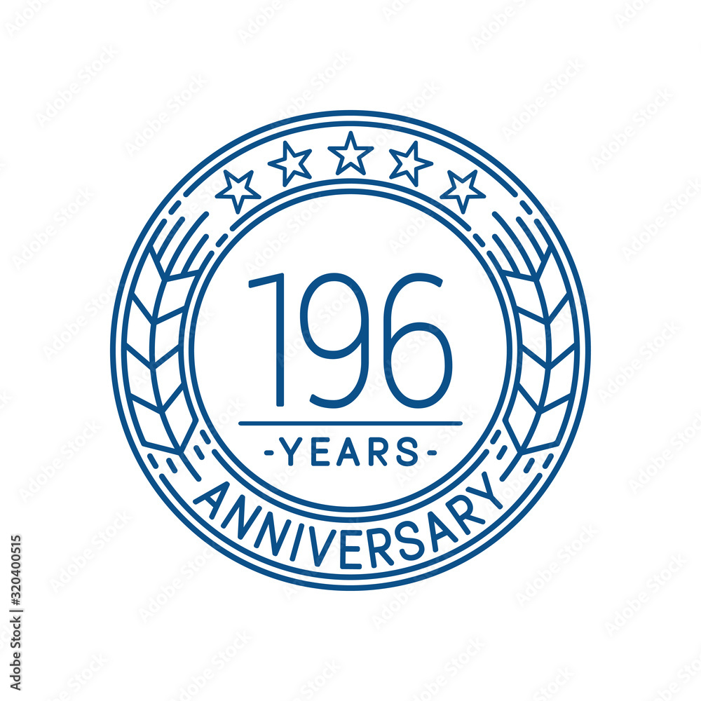 196 years anniversary celebration logo template. Line art vector and illustration.