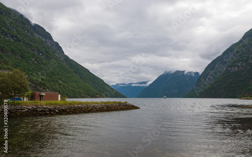 Hellesylt, small village in Norway located close to Geiranger Fjord. July 2019 © Сергій Вовк