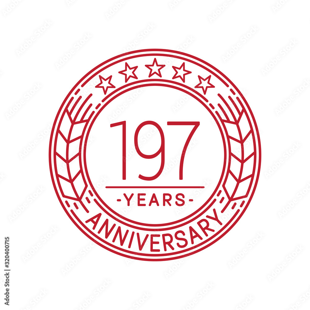 197 years anniversary celebration logo template. Line art vector and illustration. 197 years anniversary celebration logo template. Line art vector and illustration.