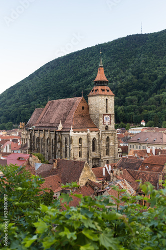 Black Church in a spring day, seen from a high vantage point. Brasov, Romania.