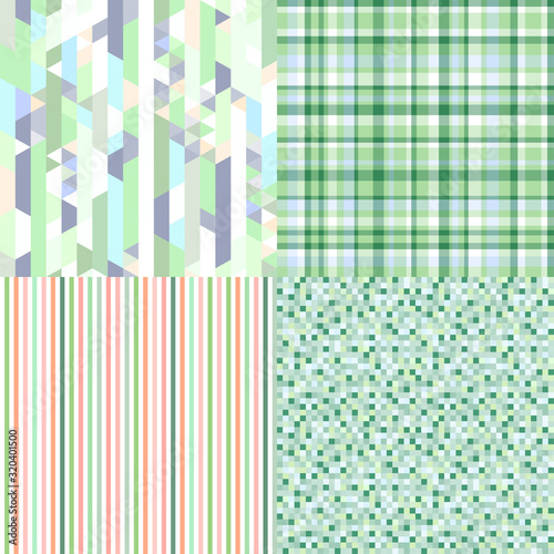 Set of seamless patterns. Simple colored background. Seamless geometric texture