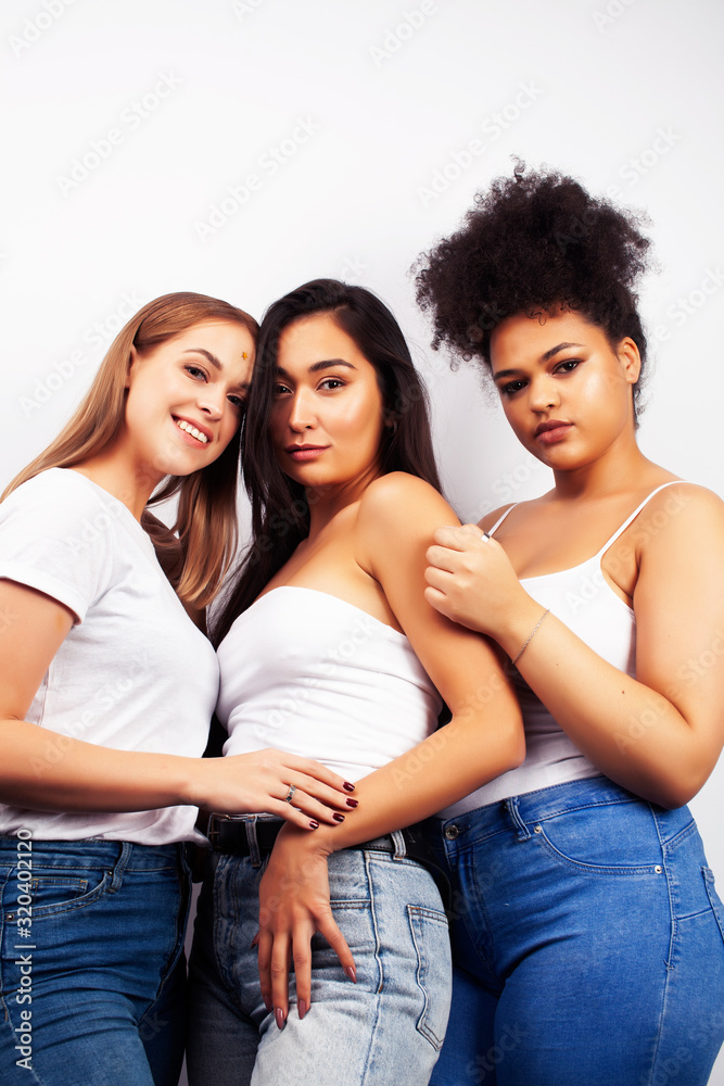 diverse multi nation girls group, teenage friends company cheerful having fun, happy smiling, cute posing isolated on white background, lifestyle people concept, african-american, asian and caucasian diverse multi nation girls group, teenage friends company cheerful having fun, happy smiling, cute posing isolated on white background, lifestyle people concept, african-american, asian and caucasian