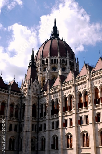 Budapest, Hungary. 08/04/2019. Walls and roof of the Budapest parliament. hungarian parliament in budapest