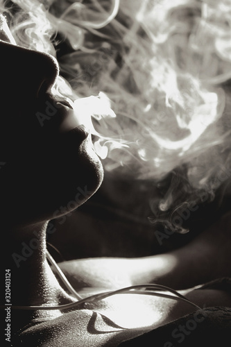 smoke on black background photo