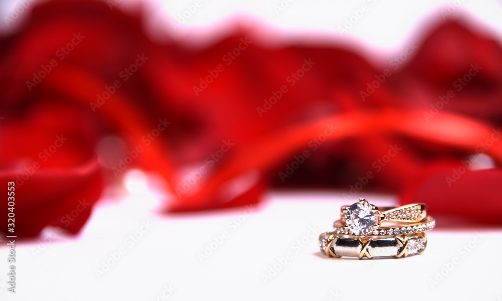 Roses petals with ring