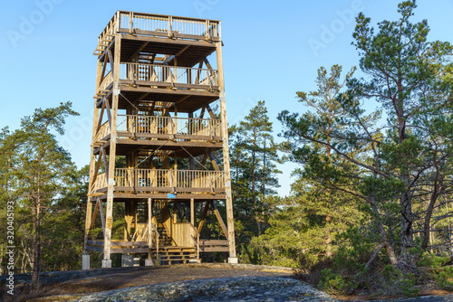 A lookout tower built on Tower Hill, the highest point in Stockholm county.