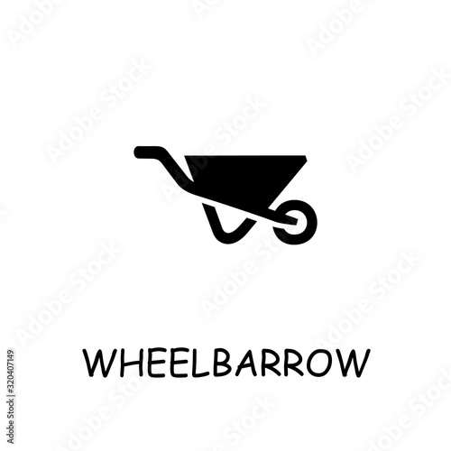 Wheelbarrow cart flat vector icon