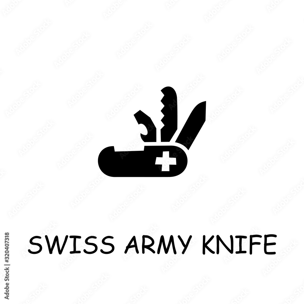 Swiss army knife flat vector icon
