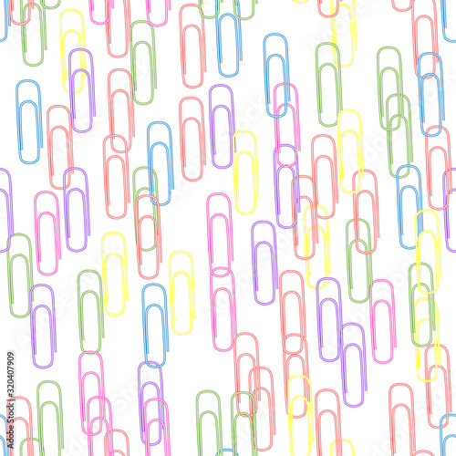 Seamless background clerical colorful paper clips