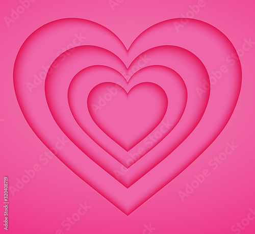 Pink heart paper blank background, origami and valentines day concept, vector art and illustration.