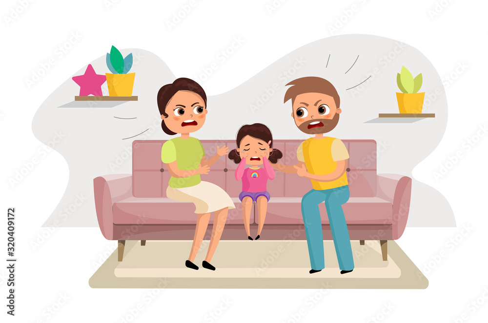 kids cry with parent fight argue. Parents scream. Quarrel. Parent conflict kids cry with parent fight argue. Parents scream. Quarrel. Parent conflict