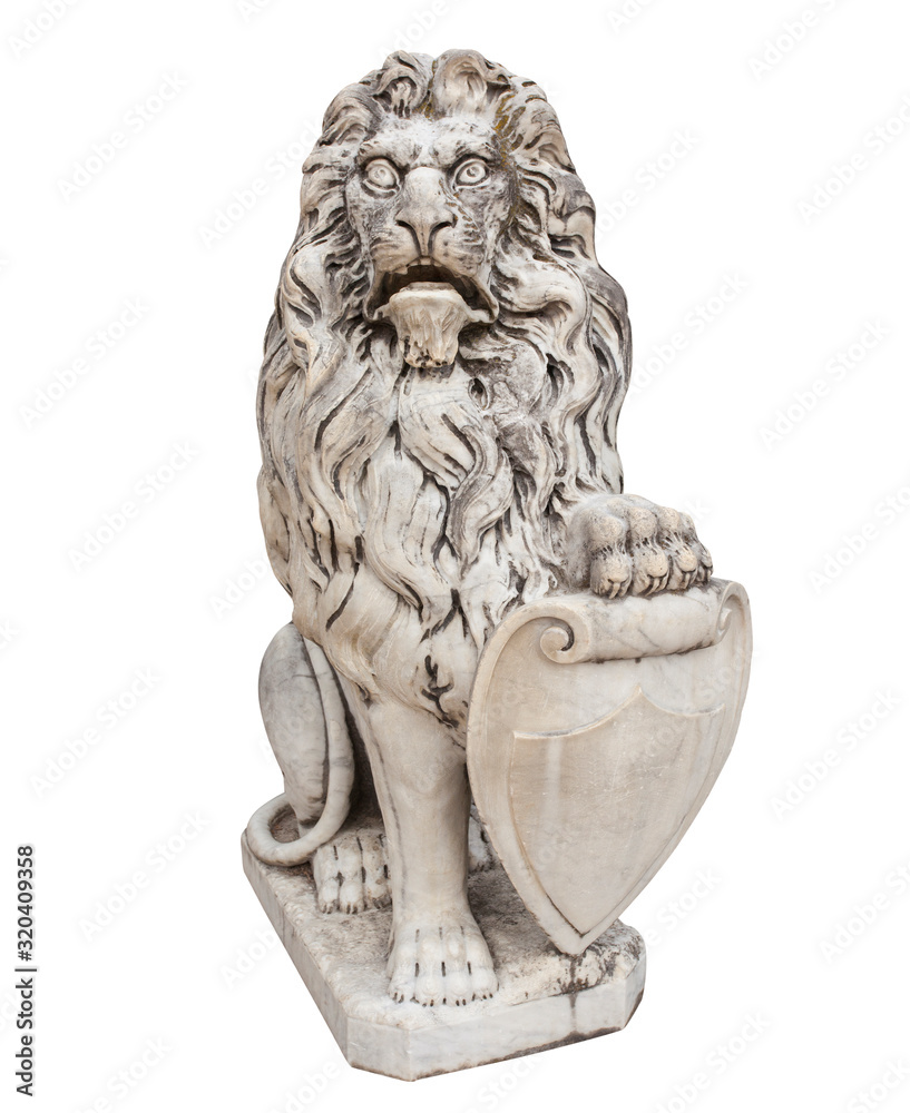 Obraz premium statue of lion animal isolated on white background