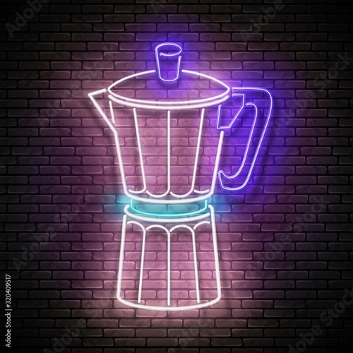 Vintage Glow Signboard with  Geyser Coffee Maker