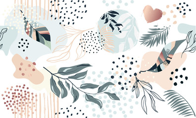 Handdoek met foto Aquarel bladerprint patronen Exotisch tropisch plantenpatroon naadloos  © Tolchik