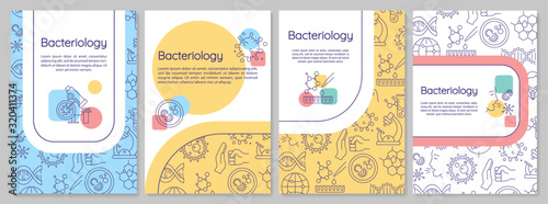Bacteriology brochure template. Healthcare research. Flyer, booklet, leaflet print, cover design with linear icons. Vector layouts for magazines, annual reports, advertising posters