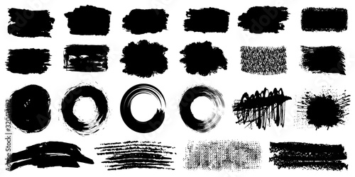 Set different splash, collection brush strokes – vector