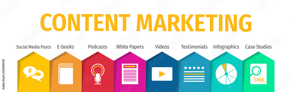 Content Marketing Flat Vector Icons. Content Marketing Vector Background with Icons. Content Marketing Flat Vector Icons. Content Marketing Vector Background with Icons.