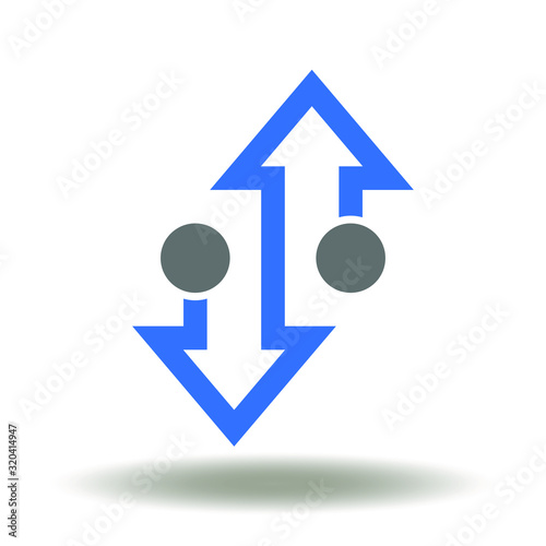 Arrows Up Down Thin Line Dot Connect Web Icon Vector. Direction Logo.