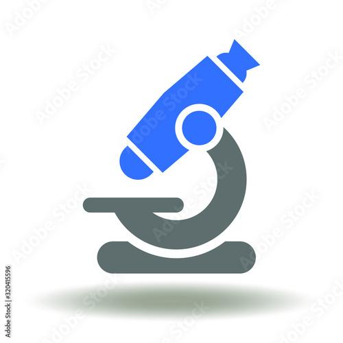 Microscope logo. Science research lab tool icon vector.