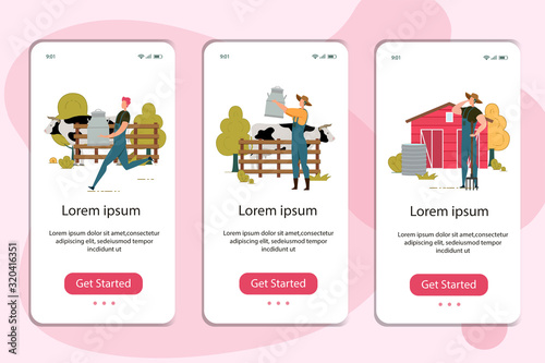 Mobile Pages Set with Farmer Collect Milk Design