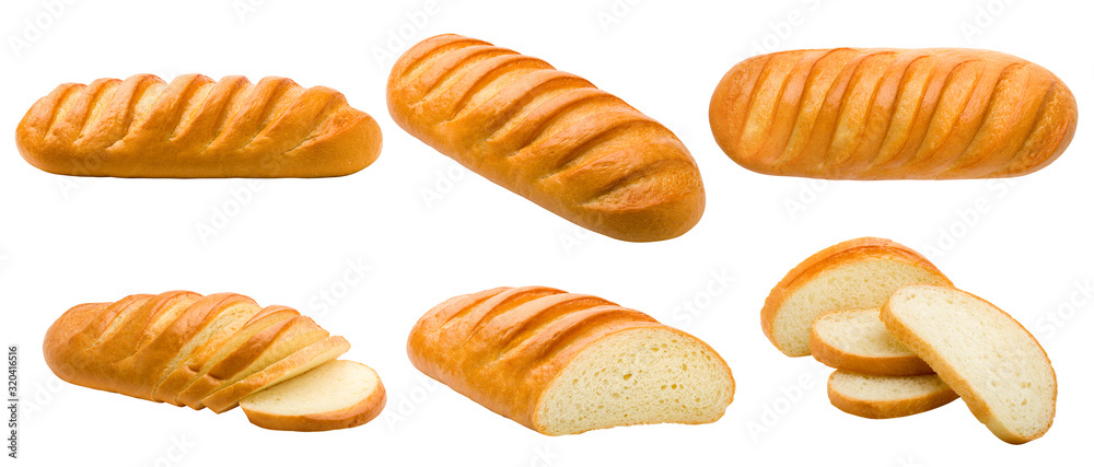 bread, long loaf, isolated on white background, clipping path, full depth of field bread, long loaf, isolated on white background, clipping path, full depth of field