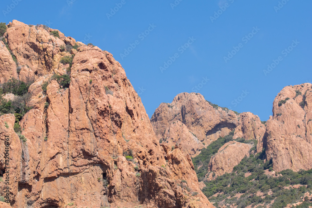 red rocks in the mountains of St Raphael in the south of France
