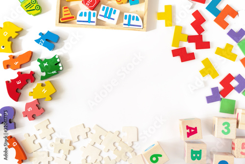 Developing wooden blocks. Natural, eco-friendly toys for children.