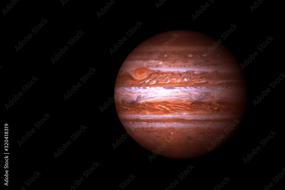 Jupiter planet, on a dark background, from below. Elements of this image were furnished by NASA. Jupiter planet, on a dark background, from below. Elements of this image were furnished by NASA.
