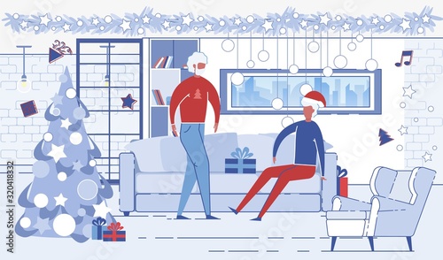 Old White Haired Men Meeting for Christmas Party