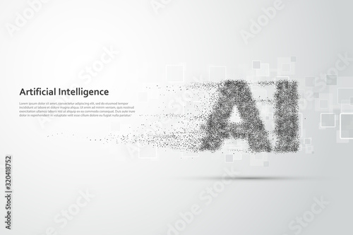 Artificial Intelligence.Big data learning. Abstract global technology. Futuristic virtual technology background.Vector illustration