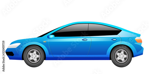 Blue sedan cartoon vector illustration. Generic car, transportation vehicle flat color object. Contemporary auto. Modern personal transport, urban automobile isolated on white background