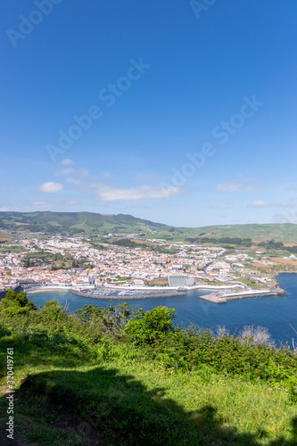 Panorama from Monte Brazil of Angra do Herosimo, UNESCO World Heritage SIte, Terceira, Azores, Portugal