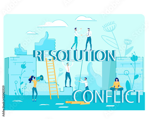 Business Conflict Management, Resolution. Vector.