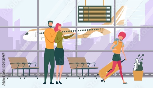 Family in Airport, Father Mother See off Daughter