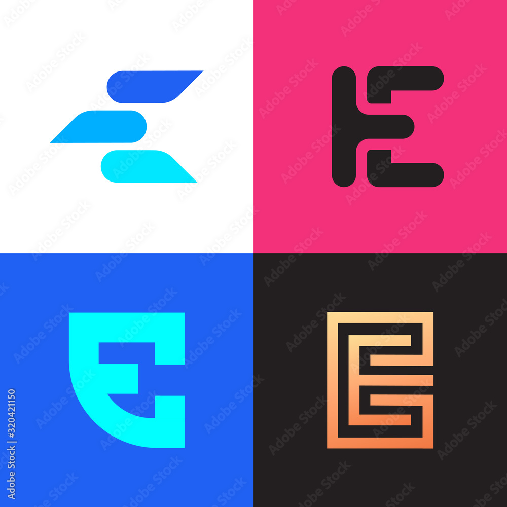 Letter E logo signs collection vector design. Letter E logo signs collection vector design.