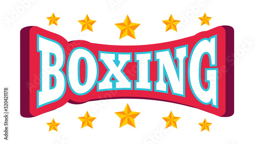Vector logo with crown and stars for boxing.