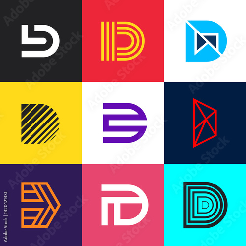 Set of Letter D Logo designs. Company vector icon signs.