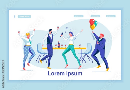 Office Party, Soiree Landing Page Vector Template
