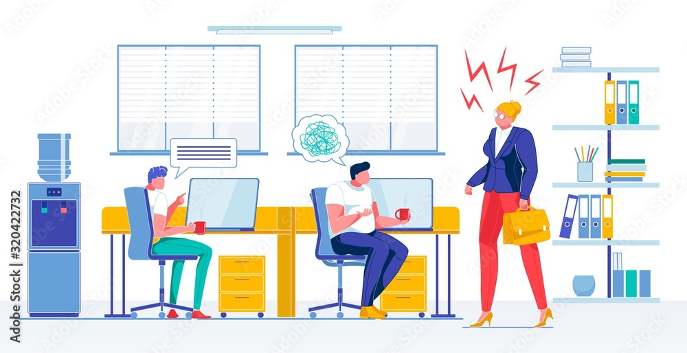 Company Staff Control Flat Vector Illustration