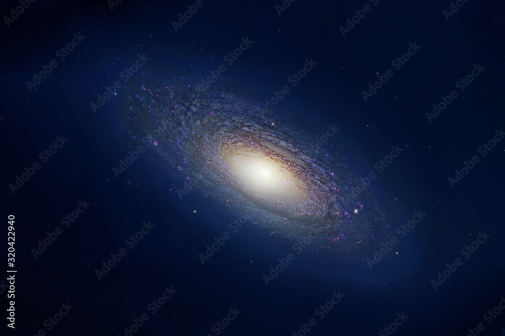 Beautiful blue galaxy, background texture. Elements of this image were furnished by NASA.