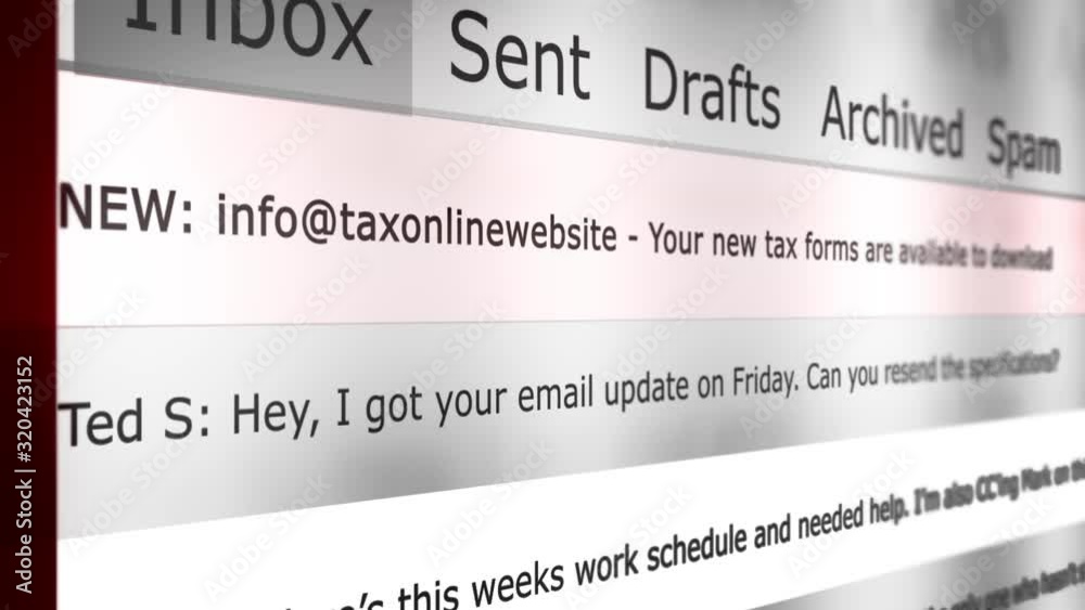 Online Email Interface Animation New Message Series - Downloadable Tax Forms Version