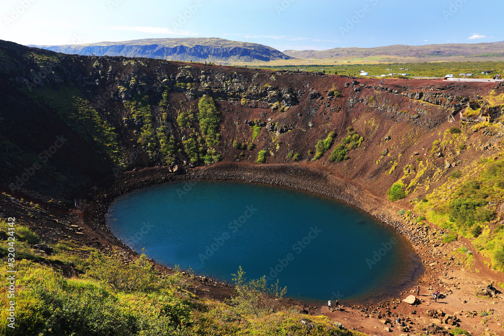 Kerid volcanic crater lake in Iceland, Europe
