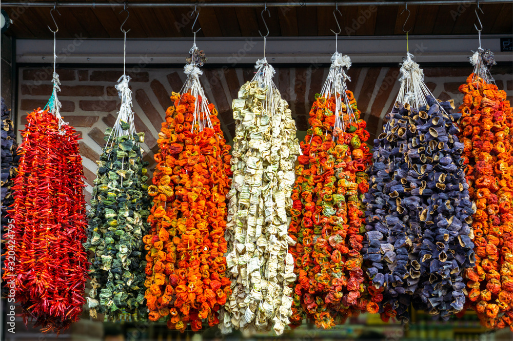 dried organic vegetables in Turkey-Diyarbakir bazaar