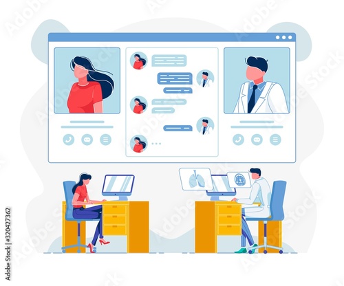 Telemedicine Consultation Flat Vector Illustration