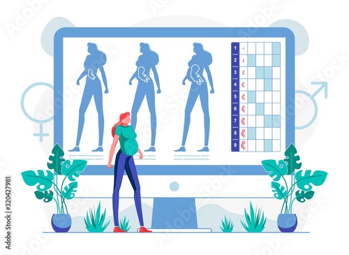 Foetus Growing in Belly Flat Vector Illustration