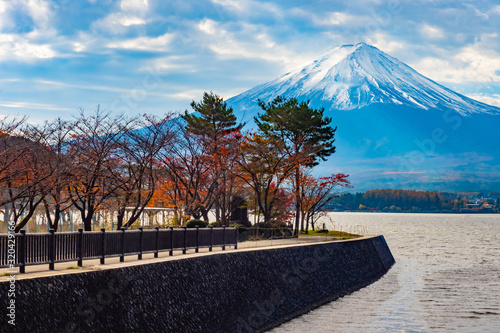 Japan. Kawaguchiko Lake on ...