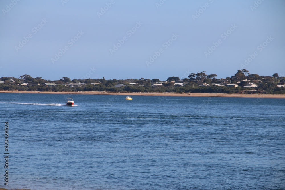 Boat in the blue sea